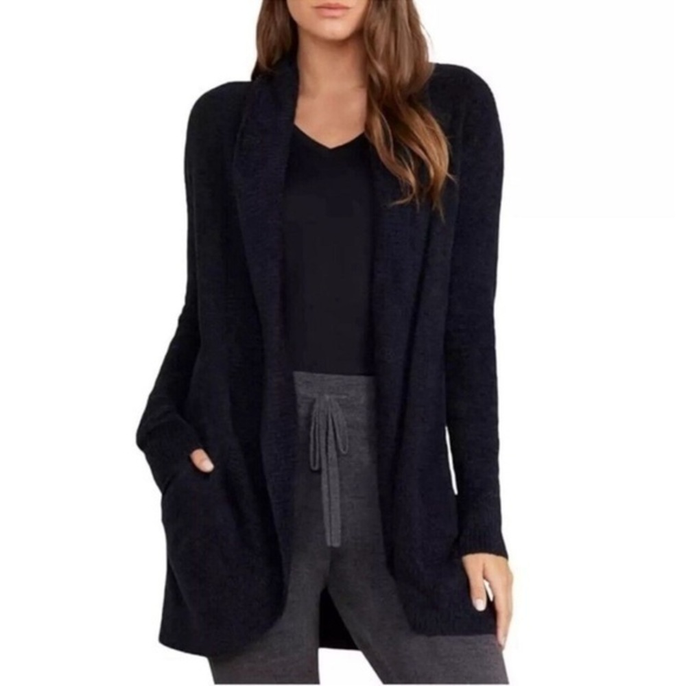 Barefoot Dreams Black Cozy Open Front Cardigan Size Medium